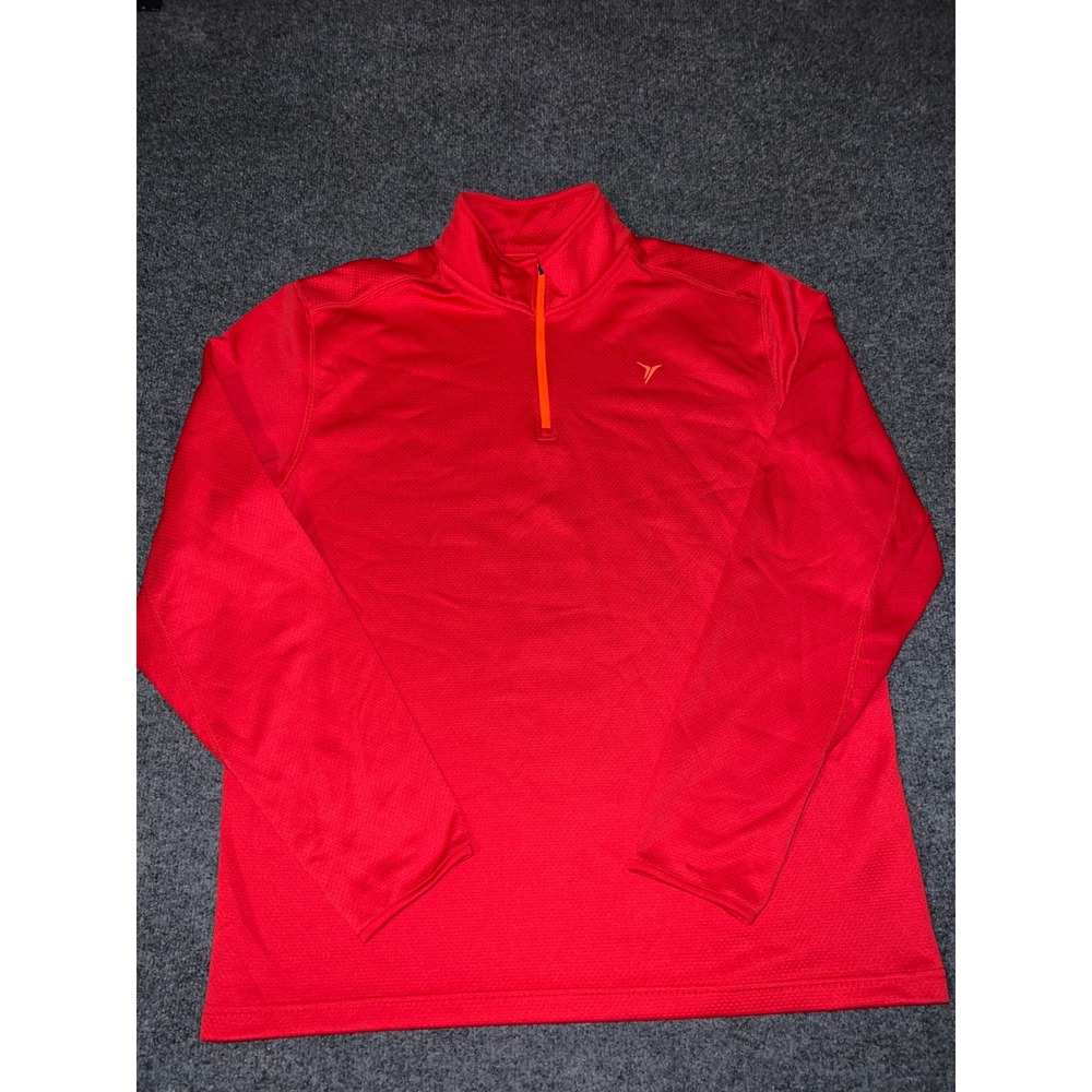 Old Navy Active Mens XL Red Quarter Zip Pullover Thumb Holes Mesh Athletic Top